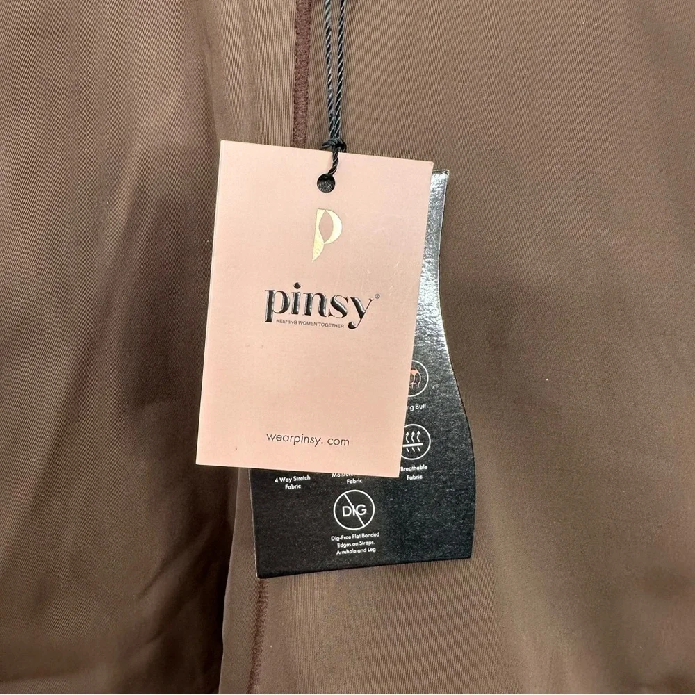 NWT PINSY | Dark‎ Brown Signature Spaghetti Thong Shapesuit Bodysuit Sz. XL
